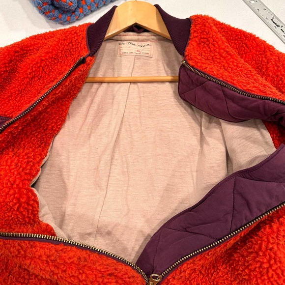 Free People Women's Rivington Sherpa Jacket Orange Purple sz XS - Picture 7 of 15